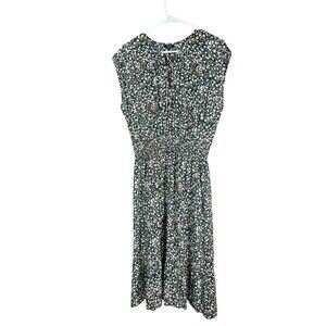 Rails Dress Women L Black Ashlyn‎ Ivy Floral Midi Classic Smocked Waist Blouson